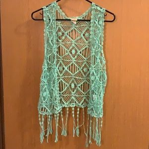 Teal crocheted vest